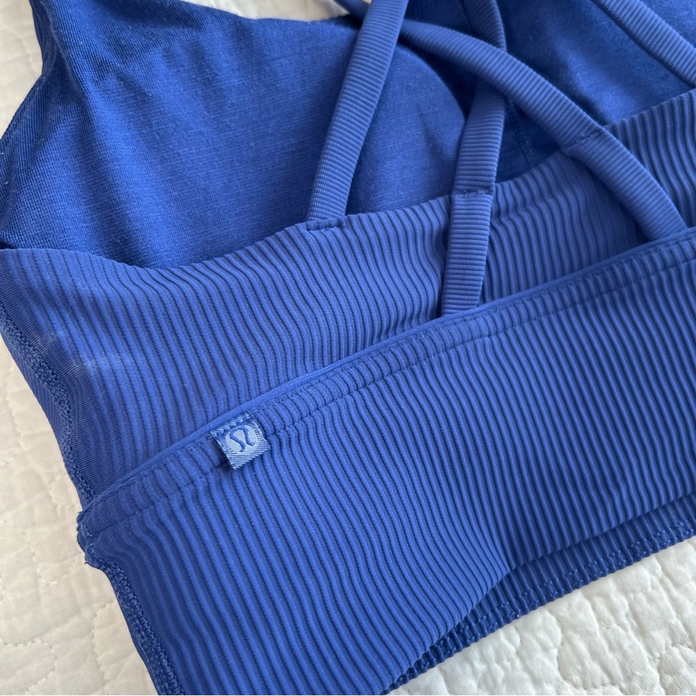 Lululemon Energy Bra Long Line Ribbed Regatta Blue 6 - Picture 7 of 9